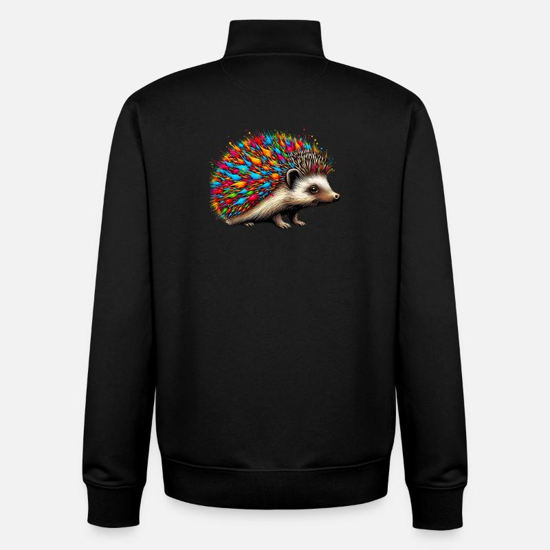 Hérisson - Sweat zippé unisexe en coton bio Stanley/Stella - noir