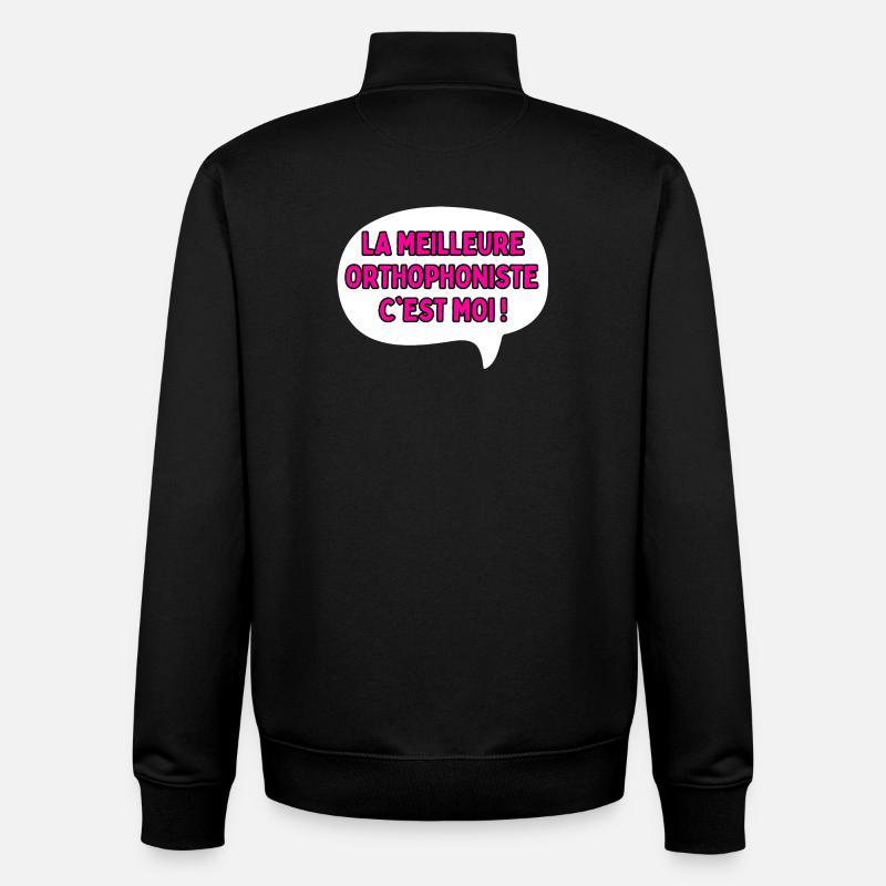 Idée cadeau pour une Orthophoniste - Sweat zippé unisexe en coton bio Stanley/Stella - noir