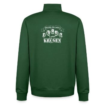 Profitez de la vie dans des chopes pleines de dictons de bière - Sweat zippé unisexe en coton bio Stanley/Stella - vert bouteille - Dos - AI Model Male 185 dark (185cm)