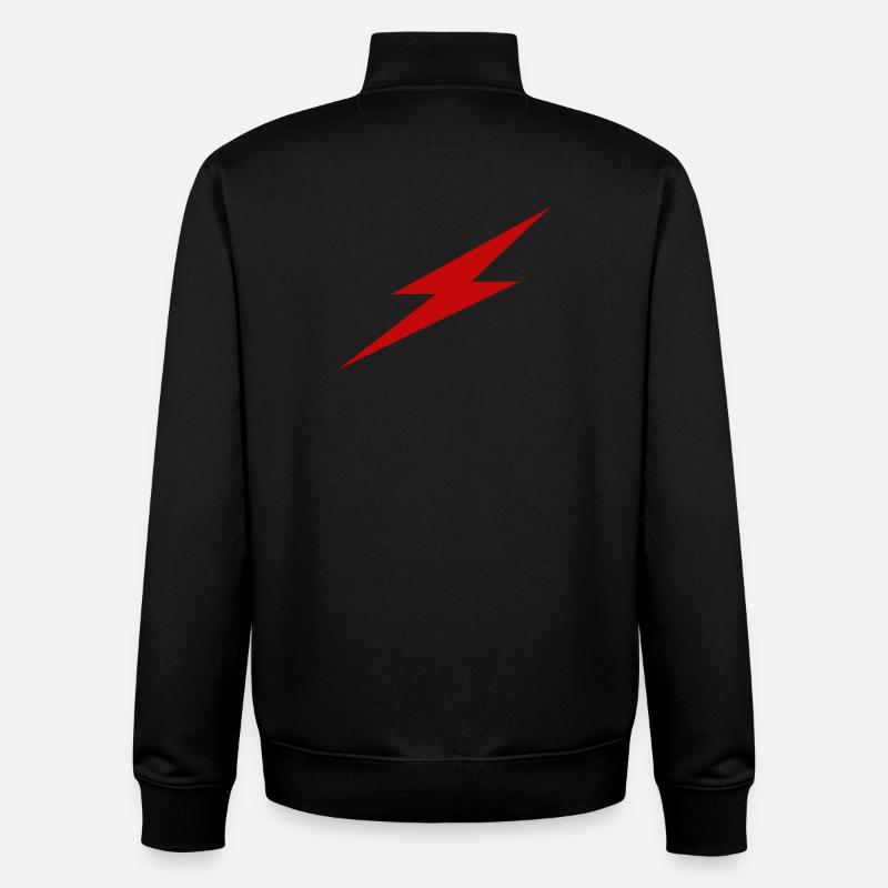 Éclair rouge - Sweat zippé unisexe en coton bio Stanley/Stella - noir