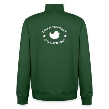 DUCK - Unisex Organic Zip Sweatshirt von Stanley/Stella - Flaschengrün - Hinten - AI Model Male 185 dark (185cm)