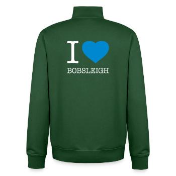 I LOVE BOBSLEIGH Bobfahren - Unisex Organic Zip Sweatshirt by Stanley/Stella - bottle green - Back - AI Model Male 185 dark (185cm)