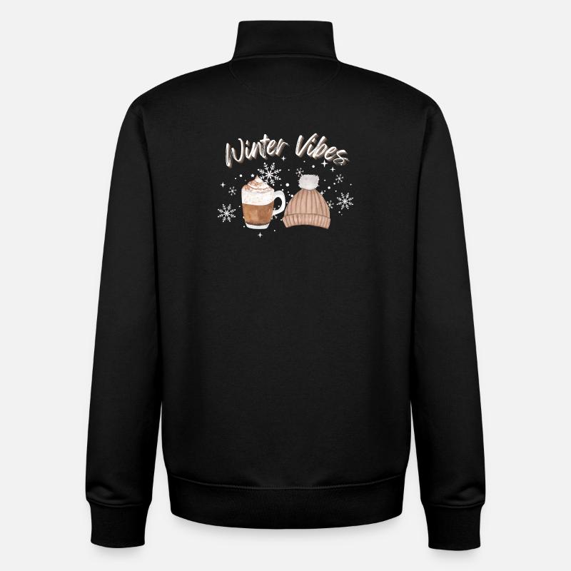Winter Vibes Snowflake Hat Mug - Unisex Organic Zip Sweatshirt by Stanley/Stella - black