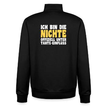 Family motif nephew - Unisex Organic Zip Sweatshirt by Stanley/Stella - black - Back - AI Model Male 185 light (185cm)