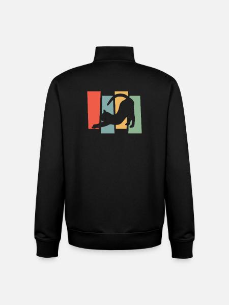 Katzen-Silhouette vor Farbblöcken - Unisex Organic Zip Sweatshirt von Stanley/Stella - Schwarz