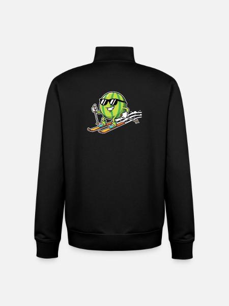 Watermelon on skis with sunglasses - Unisex Organic Zip Sweatshirt by Stanley/Stella - black