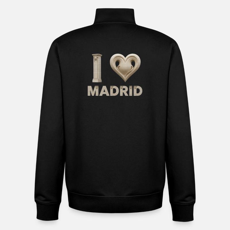 J’aime Madrid – Architecture monumentale - Sweat zippé unisexe en coton bio Stanley/Stella - noir