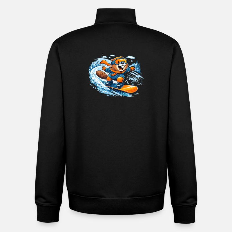 Biber Snowboard Winter - Unisex Organic Zip Sweatshirt by Stanley/Stella - black