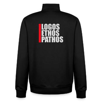 Logos Ethos Pathos Rhetorik Philosophie Student - Unisex Organic Zip Sweatshirt von Stanley/Stella - Schwarz - Hinten - AI Model Male 185 light (185cm)