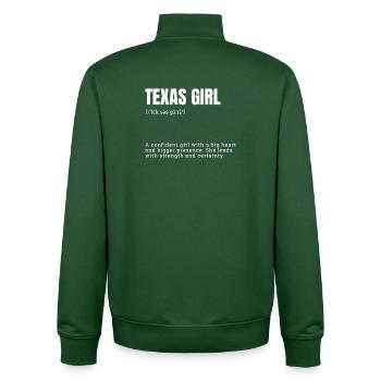 Texas Girl Selbstbewusst - Unisex Organic Zip Sweatshirt von Stanley/Stella - Flaschengrün - Hinten - AI Model Male 185 dark (185cm)