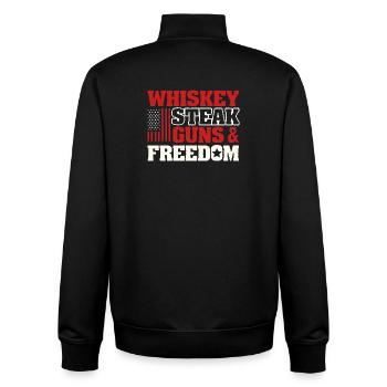 Whiskey Steak Guns Freedom Patriotic USA Flag Art - Unisex Organic Zip Sweatshirt von Stanley/Stella - Schwarz - Hinten - AI Model Male 185 light (185cm)