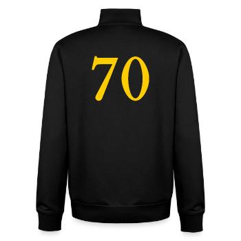 70. 70 JAHRE. 70-JÄHRIGES JUBILÄUM. 70-JÄHRIGES JUBILÄUM. - Unisex Organic Zip Sweatshirt von Stanley/Stella - Schwarz - Hinten - AI Model Male 185 light (185cm)