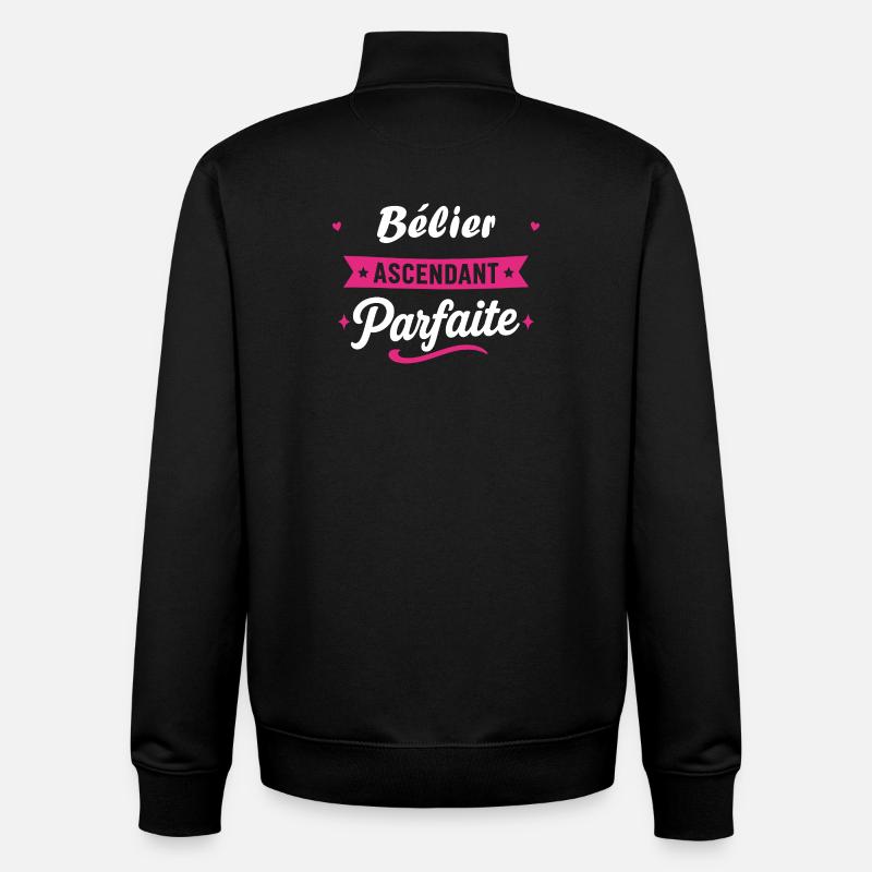 Bélier Ascendant Parfaite - Sweat zippé unisexe en coton bio Stanley/Stella - noir