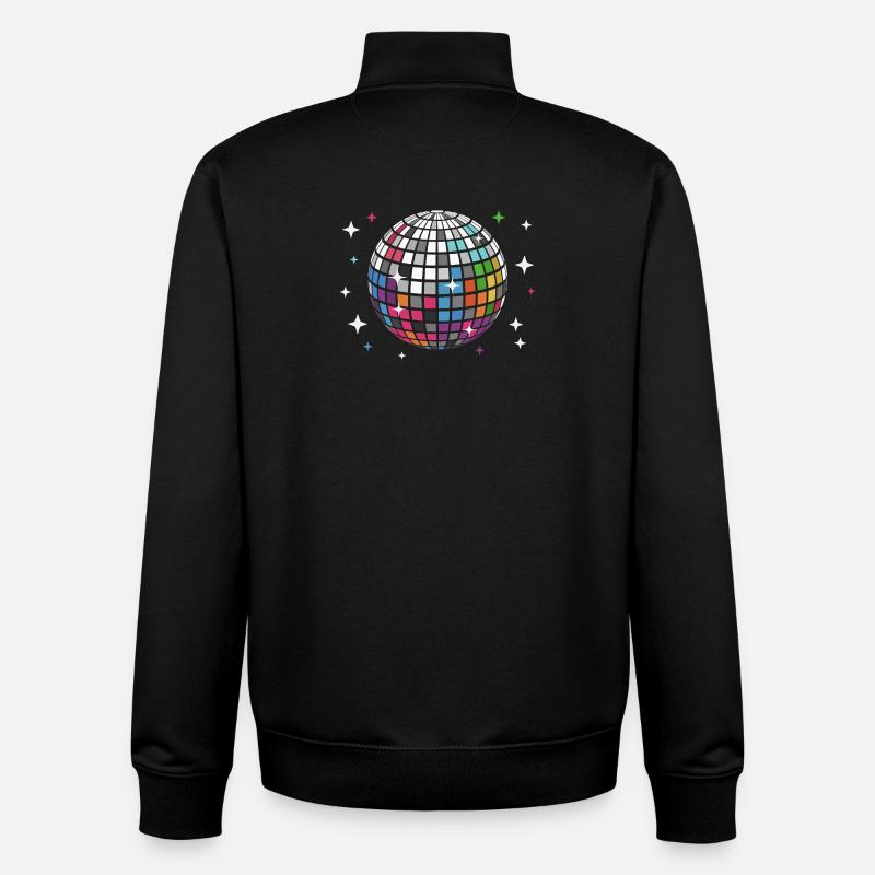 Disco Ball Disco Discothèque - Sweat zippé unisexe en coton bio Stanley/Stella - noir