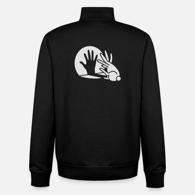 Juego de sombra Mano de conejo que brilla en la - Sudadera unisex con cremallera de algodón orgánico de Stanley/Stella - negro