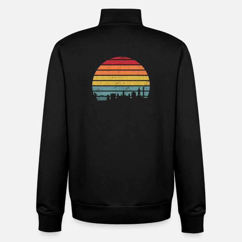 Retro-Sonnenuntergangs-Skyline-Silhouette - Unisex Organic Zip Sweatshirt von Stanley/Stella - Schwarz