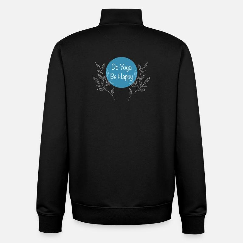 Yoga Dicton Be Happy Circle - Sweat zippé unisexe en coton bio Stanley/Stella - noir