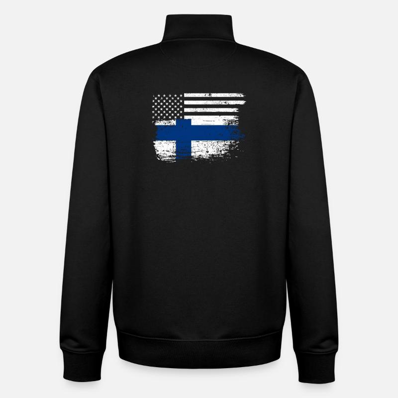 Drapeau américain de la Finlande - Sweat zippé unisexe en coton bio Stanley/Stella - noir