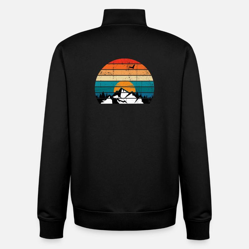 Retro Sunset Peak Silhouette - Unisex Organic Zip Sweatshirt von Stanley/Stella - Schwarz