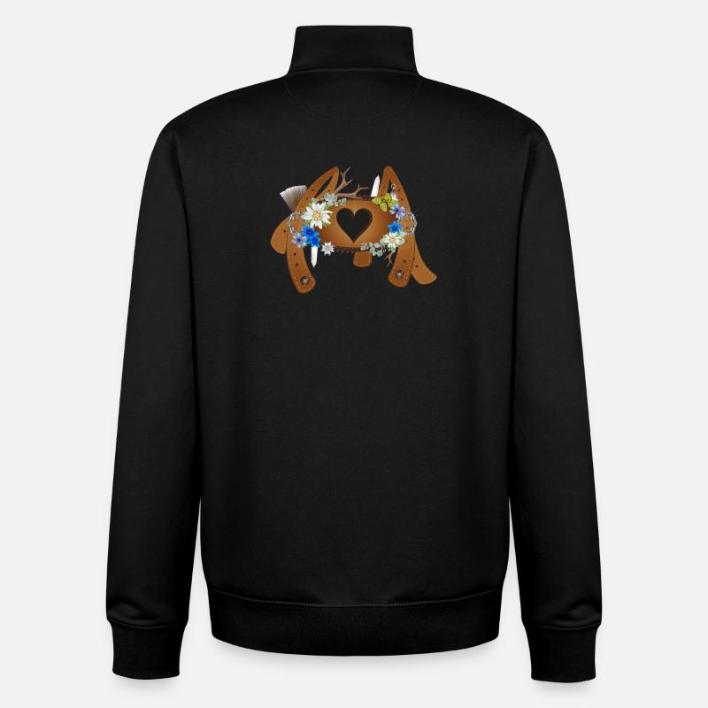 geschmückter Quersteg bei Lederhose Hosenträgern - Unisex Organic Zip Sweatshirt von Stanley/Stella - Schwarz