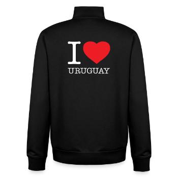 I LOVE URUGUAY - Unisex Organic Zip Sweatshirt von Stanley/Stella - Schwarz - Hinten - AI Model Male 185 light (185cm)