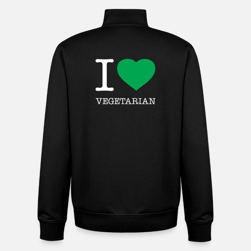 J’ADORE LE VÉGÉTARISME - Sweat zippé unisexe en coton bio Stanley/Stella - noir