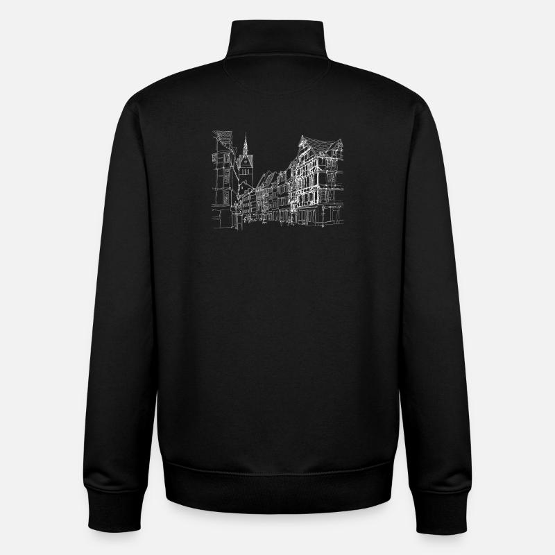 Stadtskizze Linie Kunst Straßenszene - Unisex Organic Zip Sweatshirt von Stanley/Stella - Schwarz