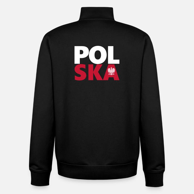 Pologne - Sweat zippé unisexe en coton bio Stanley/Stella - noir
