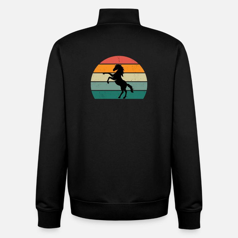 Retro-Pferde-Silhouette-Design - Unisex Organic Zip Sweatshirt von Stanley/Stella - Schwarz