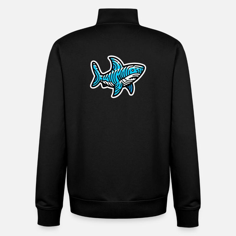 Requin - Sweat zippé unisexe en coton bio Stanley/Stella - noir
