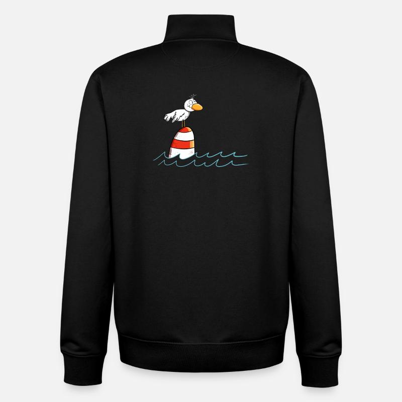 Drôle de mouette veut la mer - Sweat zippé unisexe en coton bio Stanley/Stella - noir
