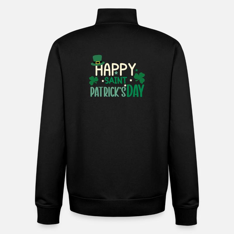 Joyeuse journée de la Saint-Patrick - Sweat zippé unisexe en coton bio Stanley/Stella - noir