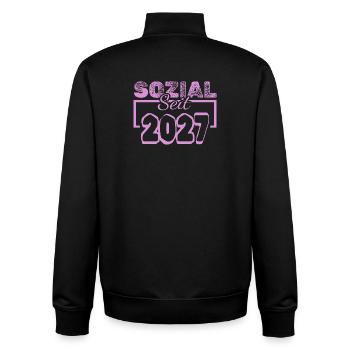 Soziales Engagement 2027 - Unisex Organic Zip Sweatshirt von Stanley/Stella - Schwarz - Hinten - AI Model Male 185 light (185cm)