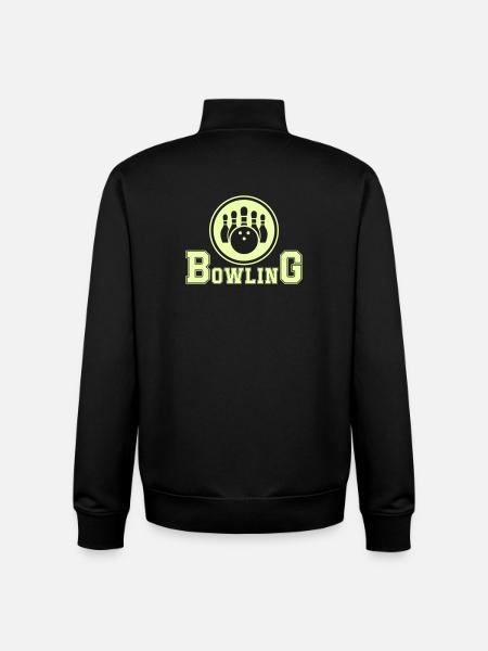 Retro Bowling Design in Neon Green - Unisex Organic Zip Sweatshirt by Stanley/Stella - black