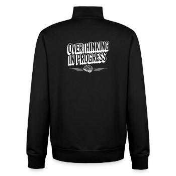 Overthinking in Progress - Unisex Organic Zip Sweatshirt by Stanley/Stella - black - Back - AI Model Male 185 light (185cm)