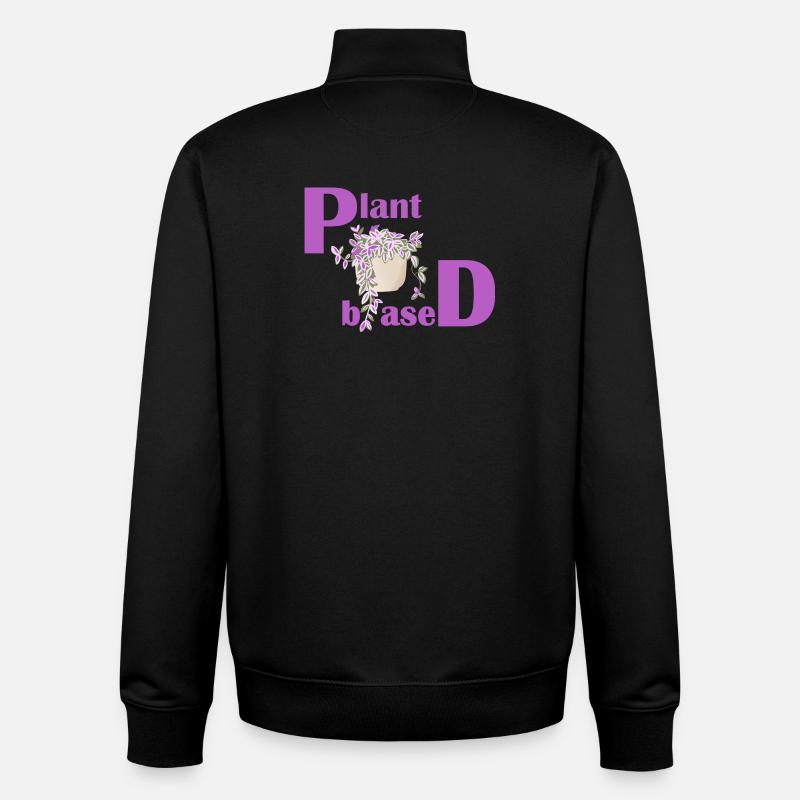 Plant Based – Pinkes Design Topfpflanze - Unisex Organic Zip Sweatshirt von Stanley/Stella - Schwarz