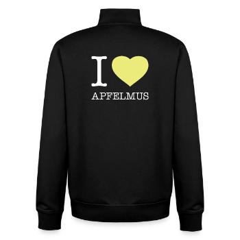 I love Apfelmus - Unisex Organic Zip Sweatshirt von Stanley/Stella - Schwarz - Hinten - AI Model Male 185 light (185cm)