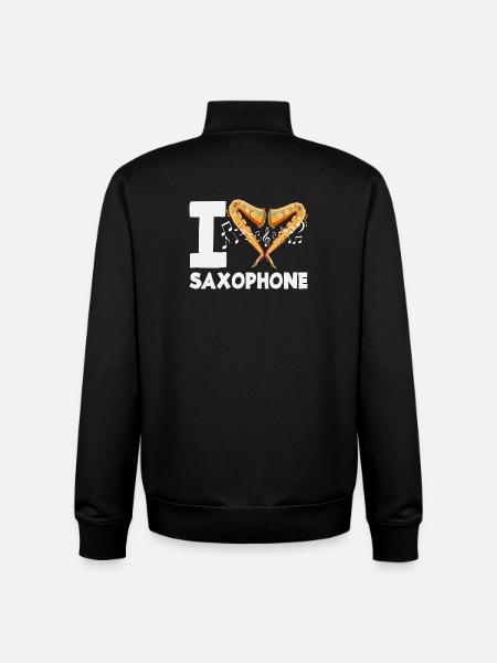 I love saxophone saxophonist - Unisex Organic Zip Sweatshirt by Stanley/Stella - black