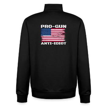 Pro-guns, anti-idiot - Unisex Organic Zip Sweatshirt by Stanley/Stella - black - Back - AI Model Male 185 light (185cm)