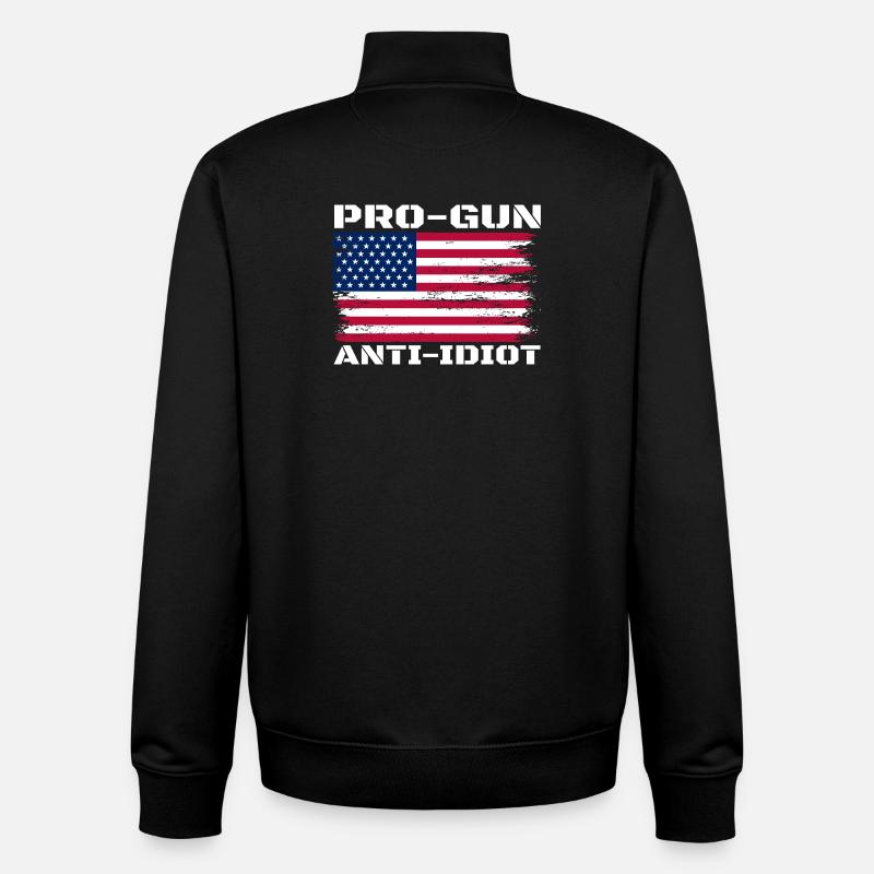 Pro-Waffen, Anti-Idiot - Unisex Organic Zip Sweatshirt von Stanley/Stella - Schwarz