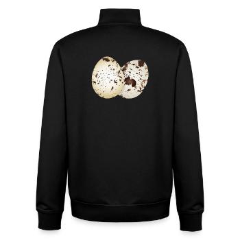 Œufs de caille dessinés dans des couleurs naturelles - Sweat zippé unisexe en coton bio Stanley/Stella - noir - Dos - AI Model Male 185 light (185cm)