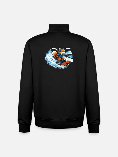 Funny Ski Fox – Comic Winter Motif - Unisex Organic Zip Sweatshirt by Stanley/Stella - black