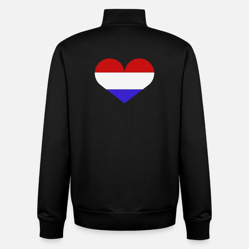 Drapeau du cœur des Pays-Bas - Sweat zippé unisexe en coton bio Stanley/Stella - noir