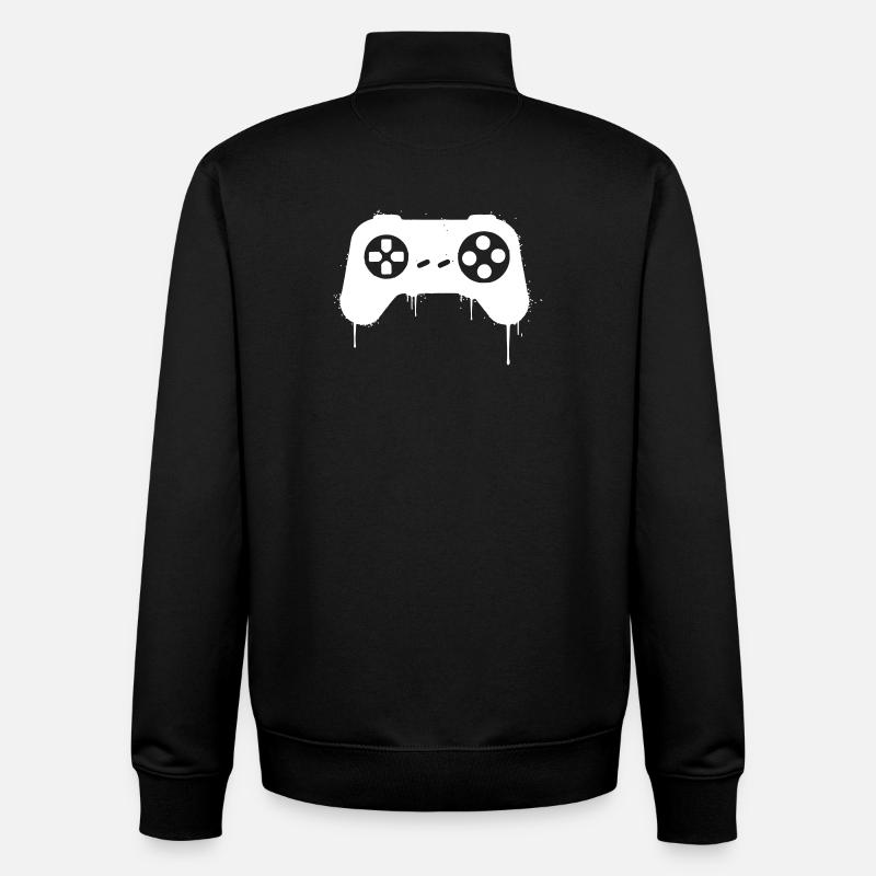 Gamepad Graffiti Drops - Unisex Organic Zip Sweatshirt by Stanley/Stella - black