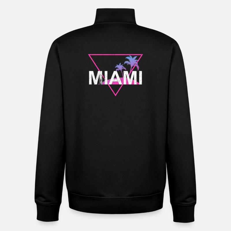 Miami Neon Palm Trees Retro - Unisex Organic Zip Sweatshirt by Stanley/Stella - black