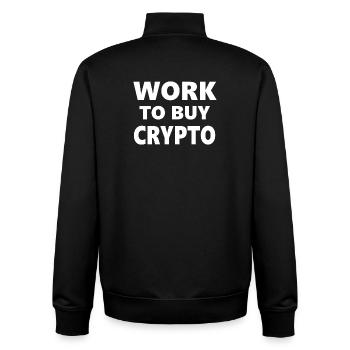 Cours de consommation : Travailler pour acheter de la crypto - Sweat zippé unisexe en coton bio Stanley/Stella - noir - Dos - AI Model Male 185 light (185cm)