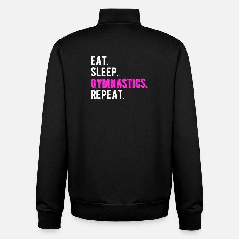 Eat Sleep Gymnastics Repeat - Unisex Organic Zip Sweatshirt by Stanley/Stella - black