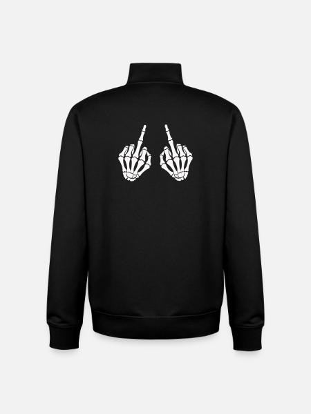 Skull hand_mittelfinger_2 - Unisex Organic Zip Sweatshirt by Stanley/Stella - black