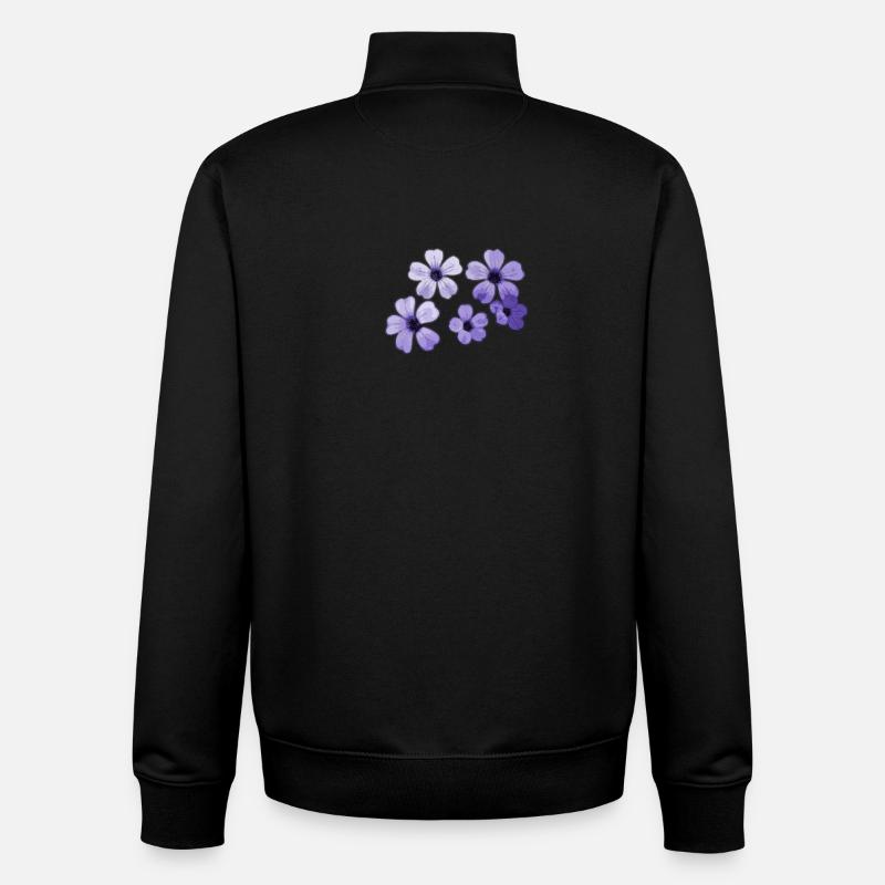 Fleurs - Sweat zippé unisexe en coton bio Stanley/Stella - noir