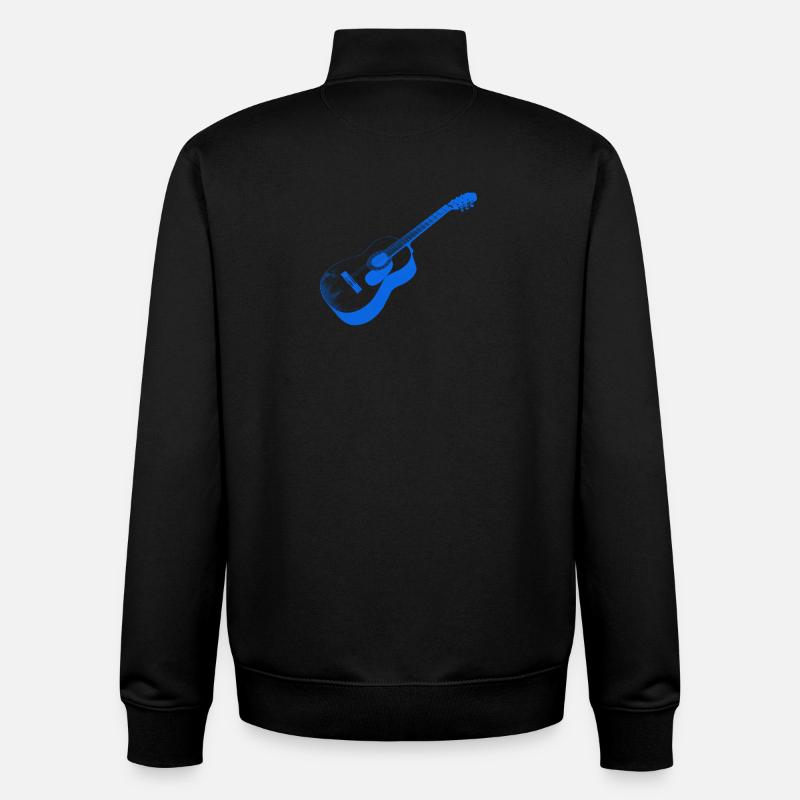 Impression de guitare acoustique astucieuse - Sweat zippé unisexe en coton bio Stanley/Stella - noir